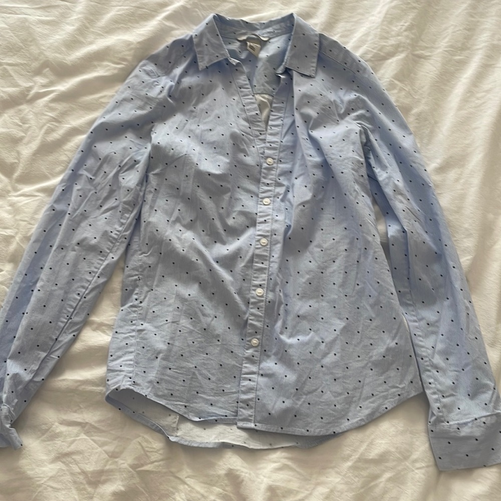 Blue Star Design Button Up Shirt from H&M, Size 4